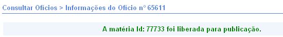 Tela Confirmação de Aprovação de Matéria